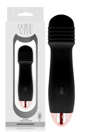 DOLCE VITA Tre – Vibratore Ricaricabile in Silicone Medico con 7 Modalità (Nero)