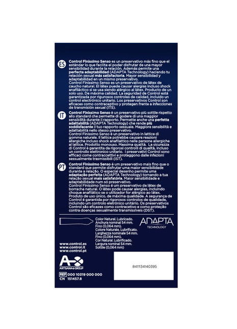 CONTROL Adapta Senso – Preservativi Ultrasottili Anatomici 54 mm in Lattice Naturale (24 pz)