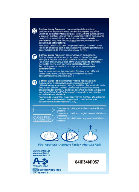 CONTROL Latex Free – Preservativi in Poliuretano Ultrasottili Senza Lattice 58 mm