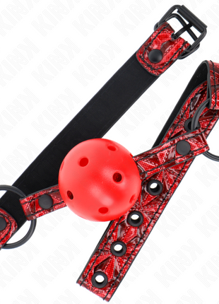 KINK - Ball Gag BDSM in silicone rosso con cinturino vegano