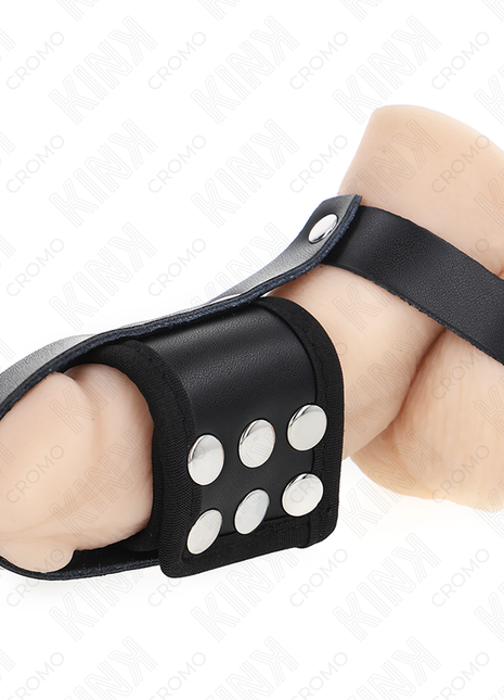 KINK – Anello per pene in pelle con cinturino divisore regolabile