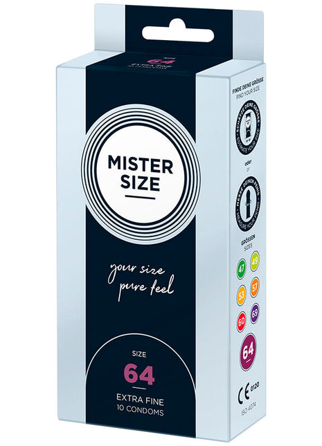 MISTER SIZE 64 – Preservativi Taglia L in Lattice Naturale Ultra Sottili (64 mm)