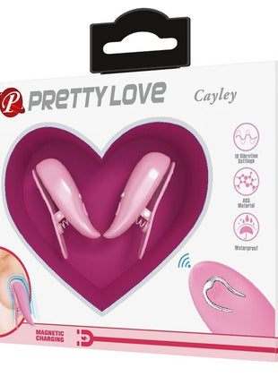 PRETTY LOVE - Morsetti per Capezzoli Cailey con 10 Vibrazioni e Telecomando Rosa