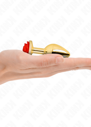 KINK – Plug anale oro rosa con rosa rossa, il lusso che sboccia dietro