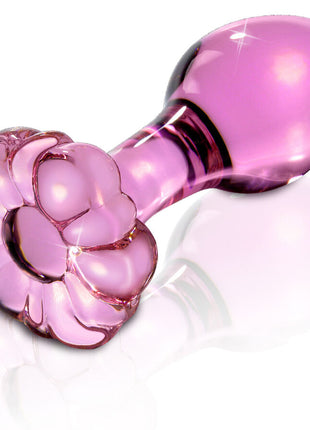 massaggiatore con base a fiore rosa di vetro