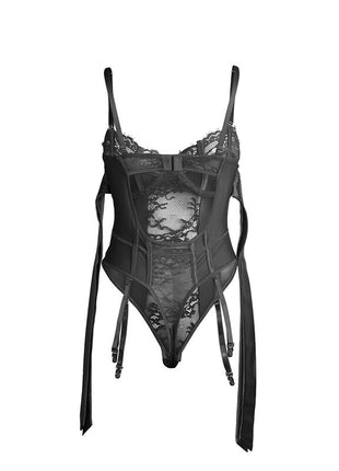 SUBBLIME – Body in pizzo nero con giarrettiere, eleganza audace senza limiti