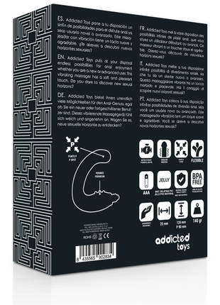 Vista posteriore confezione Massaggiatore Prostatico Vibrante Addicted Toys – Stimolazione Punto P
