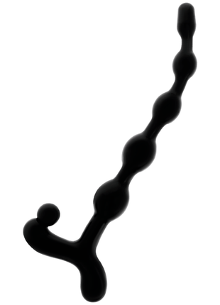 stimolatore massaggiatore nero con sequenza di palline di colore nero